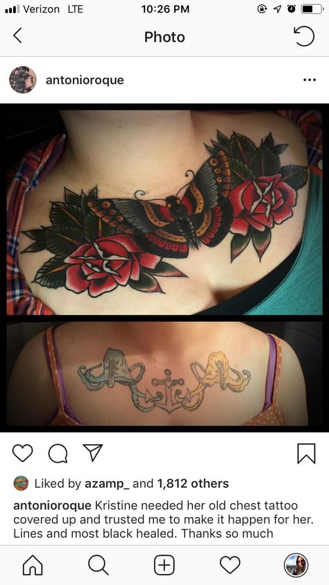 Cover Up Tattoos For Women Tummy Tucks, Dark Chest Tattoos For Women, Chest Cover Up Tattoo, Stretchmark Cover Tattoos Stomach, Colored Chest Tattoo Female, Large Dark Cover Up Tattoos For Women, Tummytuck Tattoo Coverup Women, Cover Up Back Tattoos Female, Dark Tattoo Cover Up Ideas For Women