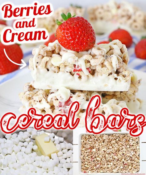 Berry Kix Cereal Recipes, Yogurt Cereal Bars, Cherrio Snacks, Cherrios Bars, Cheerios Snacks, Cereal Bars Homemade, Cheerios Recipes, Berry Cereal, Cereal Bars Recipes