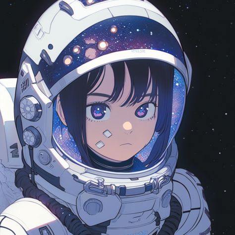 Astronaut Art Cute, Sci Fi Astronaut Suit, Space Suit Anime, Anime Astronaut Character Design, Anime Stars Aesthetic, Space Suit Aesthetic, Space Anime Aesthetic, Space Pfp Aesthetic, Anime Space Aesthetic