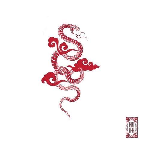 Year Of The Snake Tattoo Chinese Zodiac, Year Of Snake Design, 2025 Chinese New Year Snake, Chinese Snake Year, Chinese Snake Art, Japanese Snake Art, Snake Chinese New Year, Japanese Snake Tattoo Design, Chinese Snake Tattoo