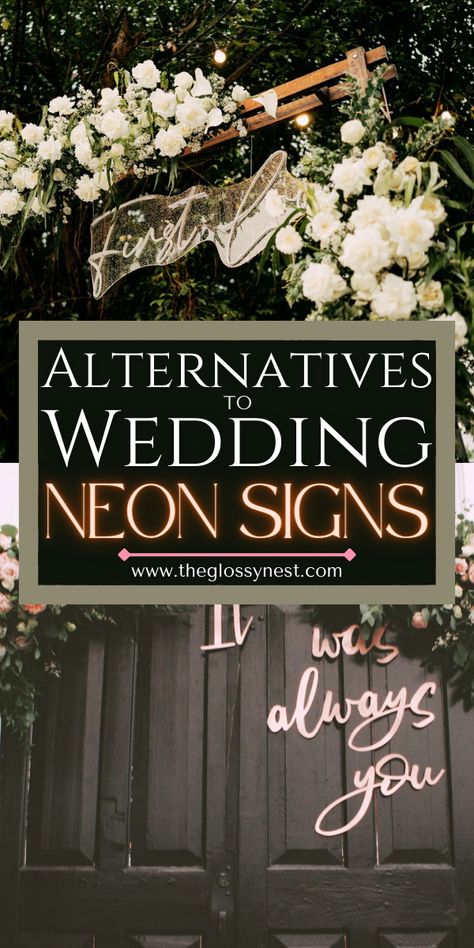 alternatives to wedding neon signs, it was always you, wood arch with sign & white flowers Black Wedding Signs For Reception, Neon Sign Alternative, Unique Wedding Signs For Reception, Mirror Chalkboard, Wedding Entry Table, Wedding Signs For Reception, Table Arch, Canvas Easel, Unique Wedding Signs