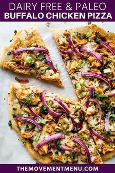 Buffalo Chicken Pizza Recipe, Paleo Buffalo Chicken, Healthy Sesame Chicken, Easy Steak Fajitas, Dairy Free Pizza, Paleo Pizza, Best Paleo Recipes, Buffalo Chicken Pizza, Gluten Free Pizza Crust