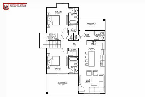 Single Family House floor plan is 2000 Sq. Ft. with 4 bedrooms, 4.5 baths House Plan 2000 Sq Ft, 2000 Sq Ft House Plans, 2000 Sq Ft House, 4 Bedroom House Plans, Floor Plan 4 Bedroom, Extra Bedroom, Family House Plans, House Floor, 4 Bedroom House