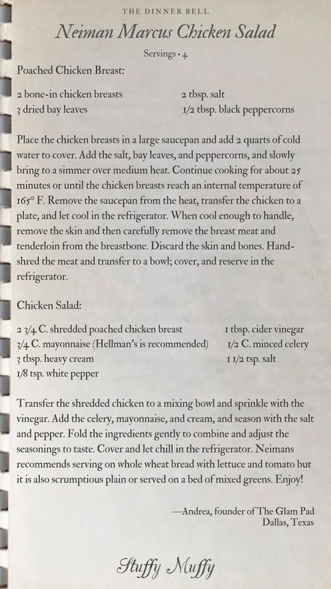 Neiman Marcus Recipes, Old Food Recipes, Neiman Marcus Chicken Salad Recipe, Neumann Marcus Gourmet Chicken, Neiman Marcus Chicken Salad, The Masters Chicken Salad Recipe, Neiman Marcus Chicken, Newman Marcus Chicken Salad, Fresh Market Chicken Salad Recipe