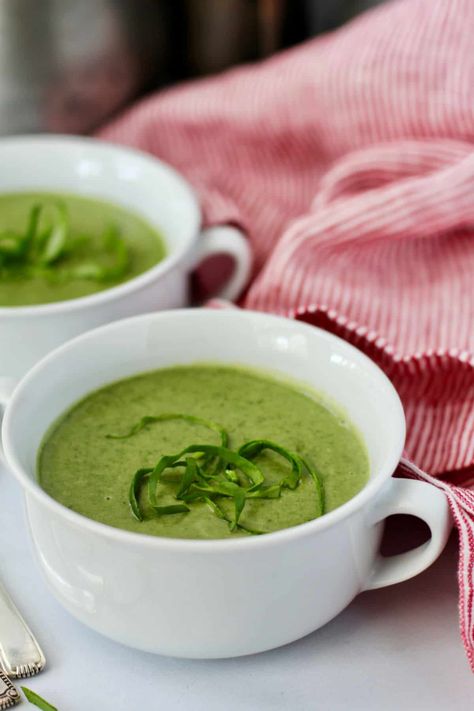 Cream of Spinach Soup Cream Of Spinach, Cream Of Spinach Soup, Potato Chowder, Spinach Soup, Small Food Processor, Creamed Spinach, Food And Recipes, Minced Onion, Sliced Potatoes