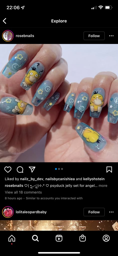 Snorlax Nail Art, Squirtle Nails, Psyduck Nails, Mimikyu Nails, Bulbasaur Nails, Snorlax Nails, Hangyodon Nails, Pokemon Nails Designs, Gengar Nails