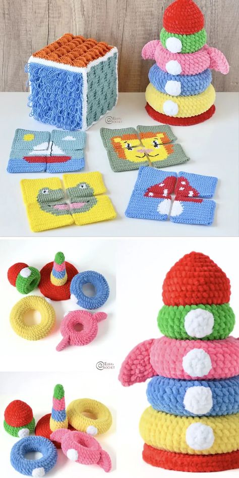 17 Crochet Baby Sensory Toys and Books to Develop Your Child - Crochet Interactive Toys, Crochet Sensory Toys, Sensory Crochet, Crochet Sensory, Different Crochet Stitches, Crochet Mobile, Baby Sensory Toys, Crochet Bear Patterns, Baby Toys Rattles