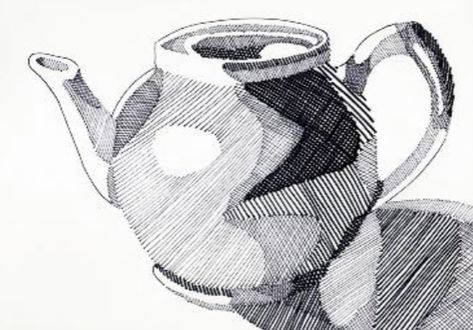 Teapot Drawing, Scribble Drawings, Perspective Pictures, Figure Ground, Illustration Styles, Object Drawing, Contour Drawing, Cross Hatching, White Drawing