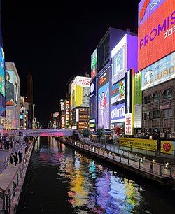 Illuminated signboards at Ebisu Bridge on the Dōtonbori Canal Theater District, Japan Trip, Daily Pictures, Osaka Japan, June 30, Entertaining Area, Tourist Destinations, Just Amazing, City Lights