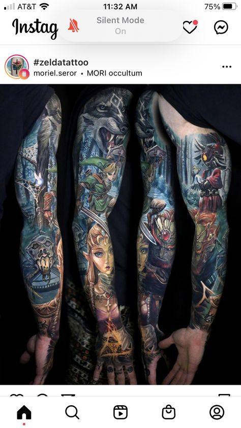 Hyrule Castle Tattoo, Legend Of Zelda Sleeve Tattoo, Nerd Sleeve Tattoo, Zelda Sleeve Tattoo, Zelda Tattoo Sleeve, Stormlight Tattoo, Video Game Tattoo Sleeve, Legend Of Zelda Tattoo Ideas, Zelda Tattoo Ideas