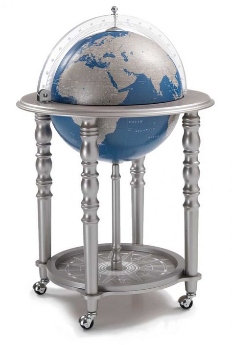 In Vogue Metallic Blue Globe Bar | Modern World Globe Globe Liquor Cabinet, Lounge Diner Ideas, Globe Drinks Cabinet, Drinks Globe, Lounge Diner, Floor Globe, Diner Ideas, Globe Bar, Bar Modern