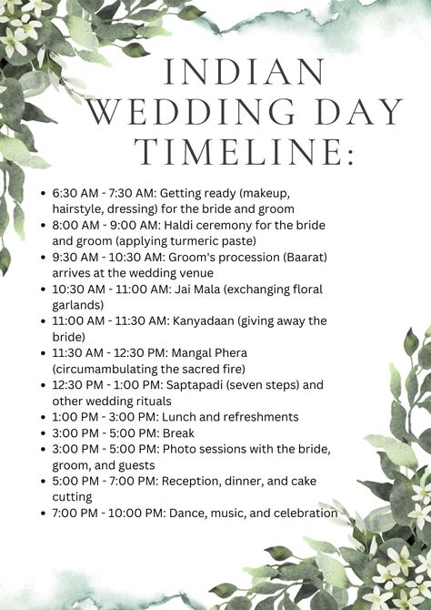 Hindu Marriage Rituals, Wedding Lunch Reception, Traditional Hindu Wedding Decor, Indian Wedding Timeline, Wedding Day Of Timeline, Photographer Checklist, Indian Wedding Planning Checklist, Wedding Schedule Timeline, Wedding Planning Checklist Budget