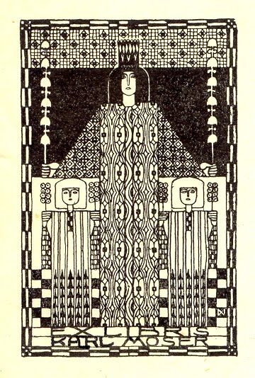 Koloman Moser: Ex libris Familie Moser, 1906 Art Nouveau Design Pattern, Bookplate Design, Wiener Werkstatte, Koloman Moser, Vienna Secession, Aubrey Beardsley, Motif Art Deco, Art Nouveau Poster, Geometric Tattoo Design