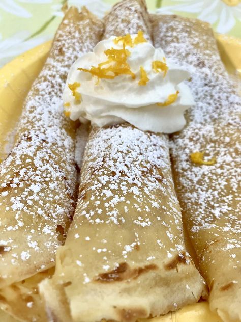 Lemon Crepes Recipe, Blueberry Crepes, English Muffin Breakfast Sandwich, Lemon Crepes, Spicy Ranch Dressing, Lemon Desserts Easy, Crepe Ingredients, Lemon Custard, Chewy Peanut Butter Cookies