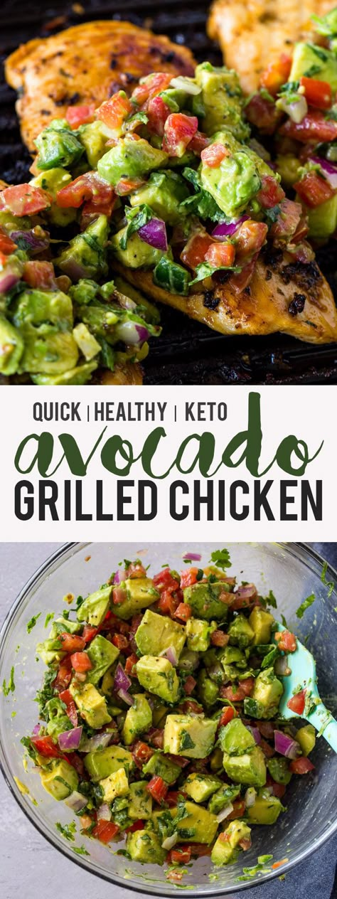 Grilled Chicken With Avocado, Chicken With Avocado Salsa, Chicken With Avocado, Grilled Chicken Avocado, Gimme Delicious, Grilled Avocado, Ww Freestyle, Breakfast And Brunch, Healthy Grilling