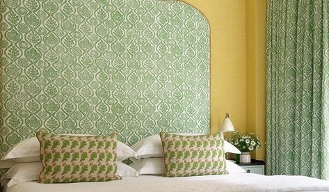 Home block-printing – Selvedge Magazine Statement Headboard, Firmdale Hotels, Chelsea Textiles, Headboard Shapes, Bed Stool, Soho Hotel, Kit Kemp, English Home, Headboard Styles