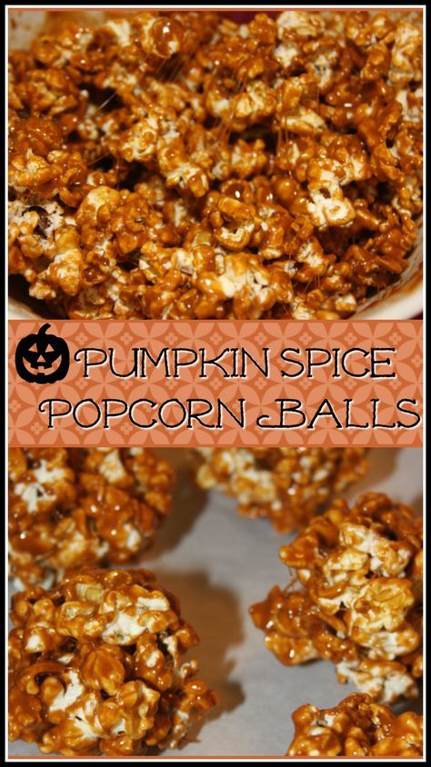 Festive Pumpkin Spice Popcorn Balls - an ooey gooey fall treat! Treats To Share, Spiced Popcorn, Themed Recipes, Fantastic Recipes, Pumpkin Recipes Easy, Popcorn Balls, Marshmallow Treats, Amazing Desserts, Holiday Goodies