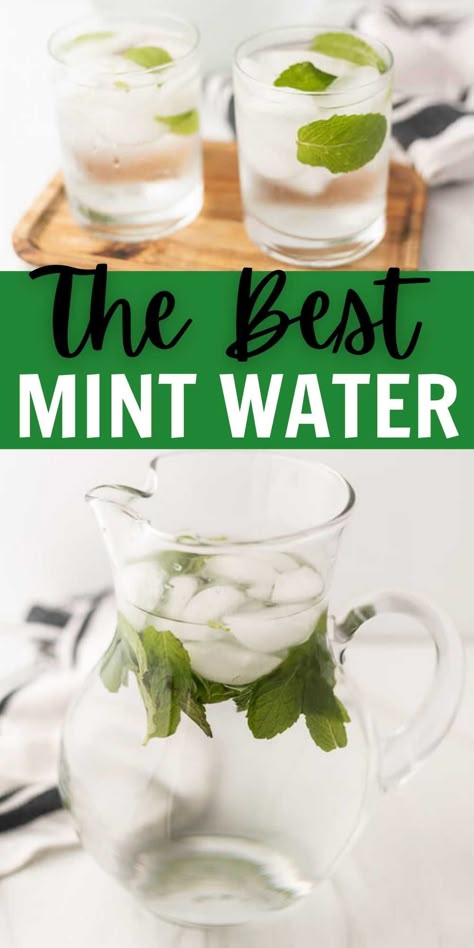 This easy Mint Water Recipe is just what you need to beat the heat. It is light and refreshing while being super easy to prepare. This mint water is easy to make at home and is the perfect summer drink recipe. #eatingonadime #mintrecipes #waterrecipes #drinkrecipes Mint Infused Water Recipes, Mint In Water, Mint Water Recipes, Water With Mint Leaves, Mint Infused Water, Herbal Water, Mint Recipes Drink, Drinks With Mint, Fresh Mint Drinks