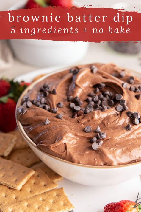 Brownie Batter Dip Recipe, Brownie Dip, Brownie Batter Dip, Easy Dessert Dips, Dessert Dip Recipes, Fruit Dips, Dessert Dip, Cookie Dough Dip, Mini Chocolate Chip Cookies