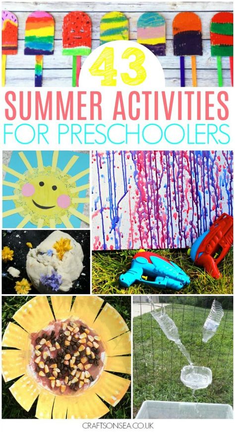 Need some fun inspiration for summer activities for preschoolers? We've got over 40 ideas they'll love with everything from sensory play to nature crafts, outdoor art ideas, summer paper plate crafts, ice cream, donuts and sea crafts for kids. Everything in one place to make this summer the best ever! #preschool #kidsactivities #kidscraft #summer  #preschoolers Summer Activities For Preschoolers, Summer Preschool Crafts, Summer Preschool Activities, Summer Preschool, Activities For Preschoolers, Fun Summer Activities, Sea Crafts, Have Inspiration, Kids' Crafts