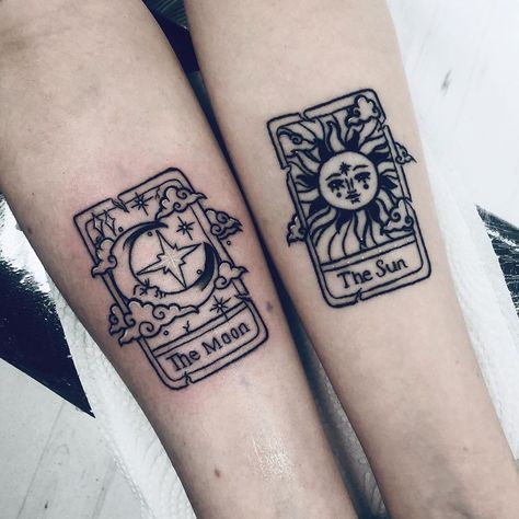 21 Cute 'N' Spooky Tattoos For Anyone Who Loves All Things Supernatural Tarot Card Tattoo, Tarot Tattoo, Muster Tattoos, Moon Tattoo Designs, Spooky Tattoos, Bff Tattoos, Card Tattoo, Tattoo Cover, Matching Tattoo