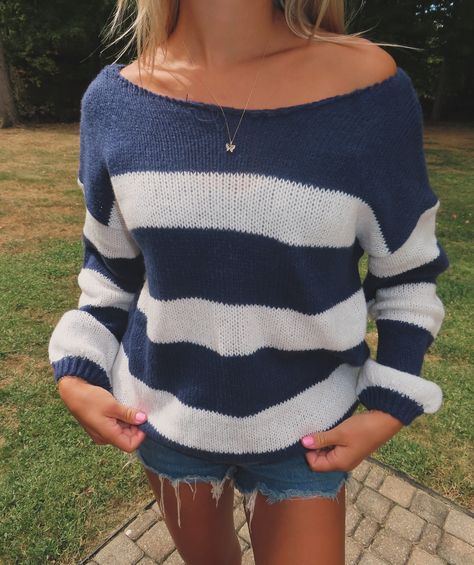 Cozy up to Fall in our Coastal off the shoulder sweater ✨ Beachy Clothes, Coastal Fashion, Royal Blue Sweater, Rush Outfits, Off The Shoulder Sweater, Winter Inspired, White Knit Sweater, Off Shoulder Sweater, Winter Fits