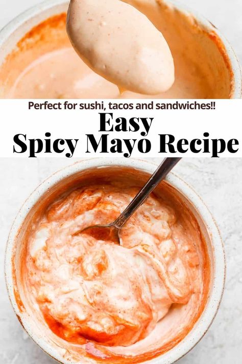 Spicy Mayo Recipe For Sandwiches, Japanese Spicy Mayo Recipe, Spicy Sushi Mayo, Spicy Mayo Recipe Sushi, Spicy Mayo For Sushi, Japanese Spicy Mayo, Spicy Mayo Sushi, Keto Mayo, Siracha Sauce