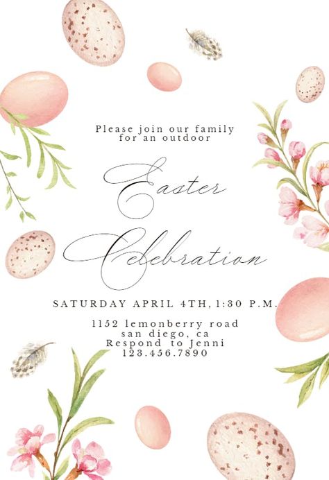 Easter Birthday Invitations, Pink Eggs, Luxury Easter, Christmas Party Invitations Printable, Easter Party Invite, Easter Birthday Party, Easter Invitations, Easter Backgrounds, Greetings Island