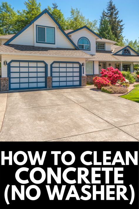 Clean Concrete Driveway, Cleaning Patio Concrete, How To Clean Driveway Concrete, How To Clean Cement Patio, Concrete Cleaner Diy Patio, Clean Concrete Patio, Driveway Cleaner Diy, Cleaning Concrete, How To Clean Concrete