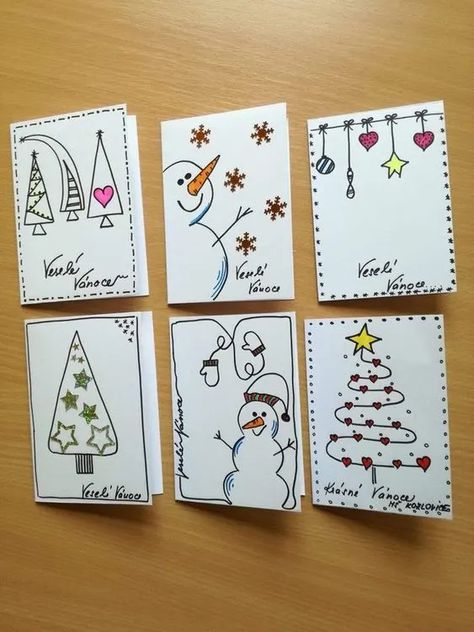 45+ Easy and Fun Christmas Cards for Kids to Make - HubPages Handdrawn Christmas Card Ideas, Cute Christmas Card Ideas For Friends, Cute Diy Christmas Cards, Homemade Christmas Card Ideas, Calendar Advent, Diy Holiday Cards, Christmas Card Ideas, Fun Christmas Cards, Christmas Cards Kids