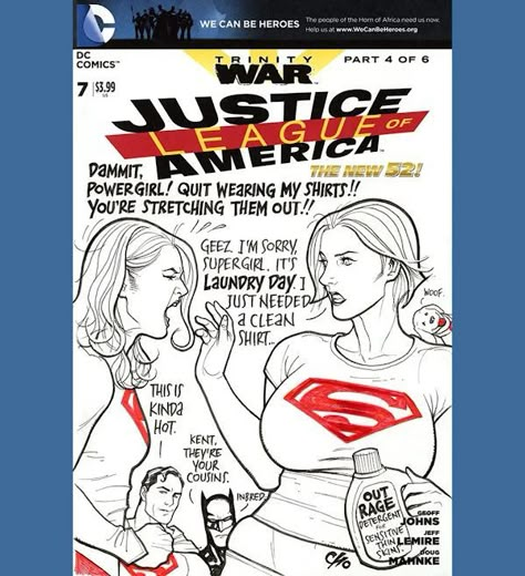 Wonder Woman Sketch, Power Girl Supergirl, Satirical Cartoons, Dc Trinity, Sketch Cover, Frank Cho, Sketching Tips, Superman Family, Justice League Of America