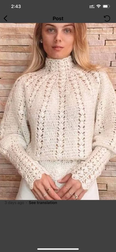 Elegant Knitted Sweater, Crochet Lace Sweater, Cardigan Sweater Pattern, Blouse Tops Designs, Crochet Cardigans, Gilet Crochet, Crochet Ladies Tops, Crochet Sweaters, Crochet Winter