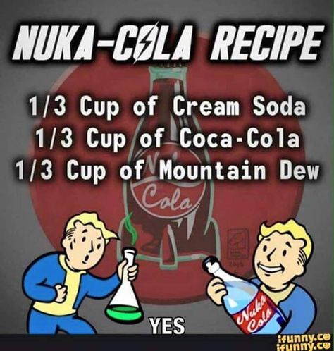 Nuka Cola Recipe, Fallout 4 Funny, Fallout Theme, Nuka Cola Quantum, Cola Recipe, Fallout Cosplay, Nuka Cola, Fall Out 4, Fallout New Vegas