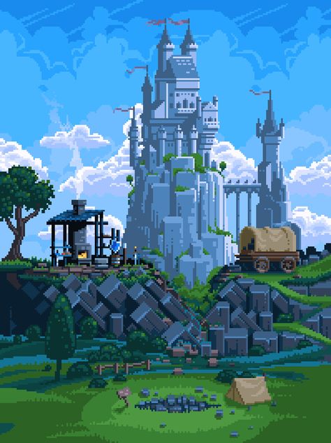 Pixel Art Landscape, Piskel Art, Pixel Art Background, Pixel Art Tutorial, Arte 8 Bits, 8bit Art, Cool Pixel Art, Castle Art, 4 Wallpaper