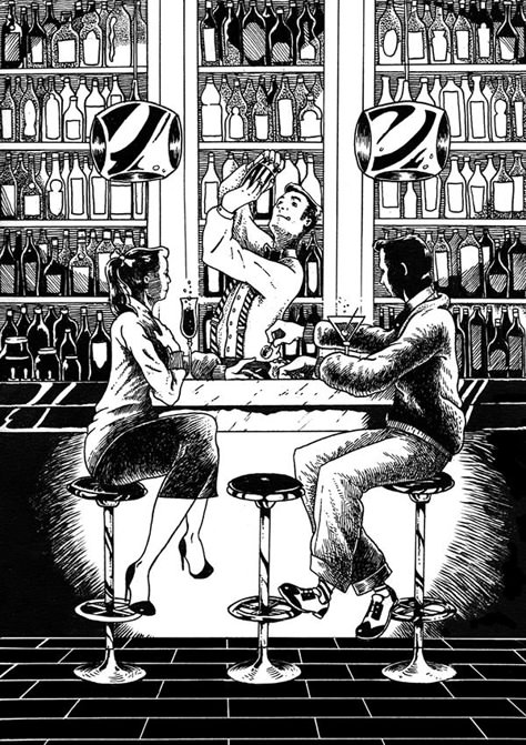 Bar Reference Drawing, Bar Illustration Art, Bar Drawing Illustration, Bartender Illustration, Bar Sketch, Bar Reference, Bar Drawing, Bar Illustration, Bar Painting