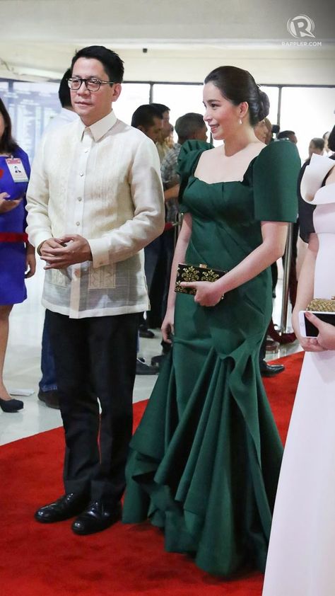 Green Filipiniana, Filipiniana Fashion, Dingdong Dantes, Filipiniana Gown, Modern Filipiniana Gown, Kris Aquino, Modern Filipiniana Dress, Heart Evangelista, Filipino Fashion