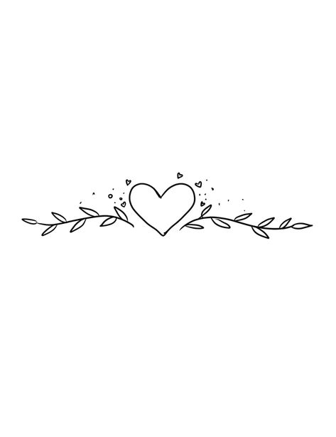 Heart Vine Drawing, Pretty Heart Drawing, Heart Drawing Cute, Double Heart Tattoo, Hearts Drawing, Simple Heart Design, Cute Heart Drawings, Arte Aesthetic, Doodle Frames