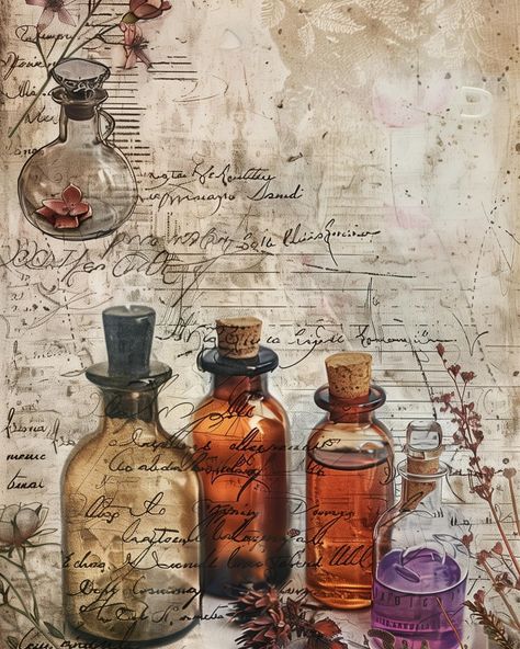 Apothecary Illustration, Junk Journal Printables Free, Witchy Background, Apothecary Aesthetic, Junk Journal Pages, Apothecary Decor, Papel Vintage, Handmade Journals Diy, Monster Craft