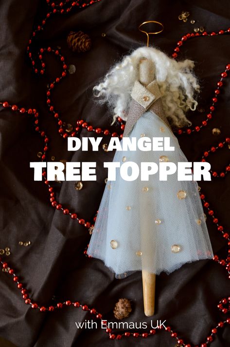 DIY upcycled angel tree topper Diy Angel Tree Topper, Tree Topper Ideas, Diy Tree Topper, Needle Felting Tools, Diy Angels, Charity Shop Finds, Christmas Tree Angel, Angel Tree Topper, Best Cleaning Products