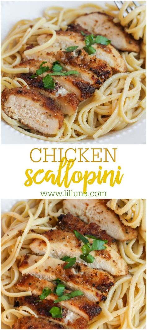 Lemon Butter Pasta, Chicken Scallopini, Butter Pasta, Favorite Dinner, Chicken Entrees, Perfect Chicken, Dinner Meal, Turkey Dishes, Fettuccine Alfredo