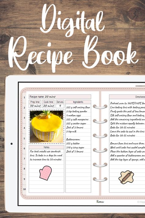 Digital Recipe Book for Goodnotes app. Includes 400 stickers to decorate your recipe book.   #digitalplanning #digitalplanner #digitalplanners #goodnotes #ipadplanner #goodnotes5 #digitalrecipebook #happydownloads Recipe Digital Planner, Good Notes Recipe Book, Ipad Recipe Book, Free Digital Recipe Book Goodnotes, Goodnotes Cookbook Template, Goodnotes Recipe Template Free, Digital Recipe Book Template Free, Free Digital Recipe Book, Digital Cookbook Template