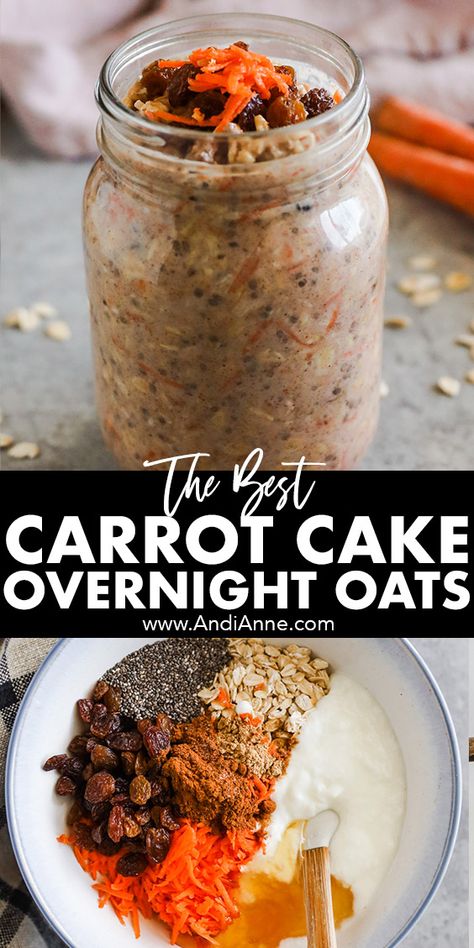 Overnight Carrot Cake Oatmeal, Healthy Delicious Overnight Oats, 21 Day Fix Overnight Oats Recipes, Carrot Cake Overnight Oats Protein, Carrot Cake Overnight Oatmeal, Carrot Cake Over Night Oats, Carrot Cake Oats Overnight, Overnight Oats Dates, Overnight Oatmeal With Yogurt