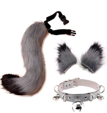 Leather Collar Necklace, Halloween Party Accessories, Gothic Cosplay, Wolf Tail, Fox Costume, Batman Cosplay, Animal Tails, Wolf Ears, Fox Tail