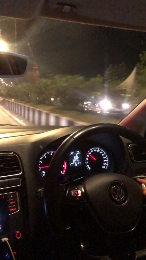 Polo Night Drive, Polo Car Snap, Night Aesthetic Indian, Indian Car Snap Night, Polo Gt, Car Snap, Polo Car, Car Drives, Car Journey