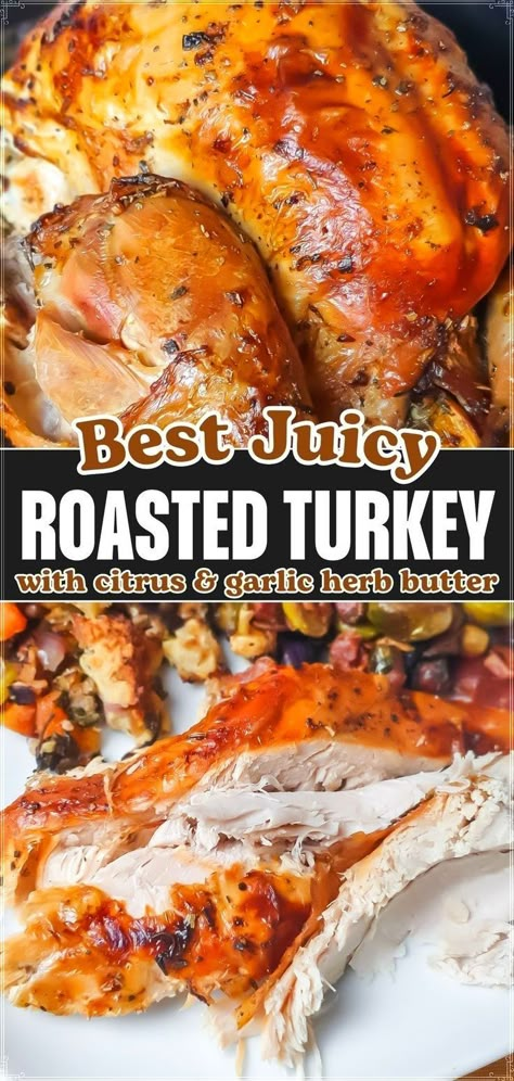 Learn how to make the juiciest oven roasted turkey with our step-by-step recipe that guarantees a moist and delicious bird every time. This guide includes tips on the best roast turkey oven techniques and how to use a herb and citrus butter for an unforgettable flavor. East Turkey Recipe, Turkey Roast Times Chart, Turkey Preparation Thanksgiving, Basting A Turkey Recipe, Cooking The Best Turkey, Buttered Turkey Recipe, Marinade Turkey Recipes, Super Juicy Turkey, Preparing Turkey Thanksgiving