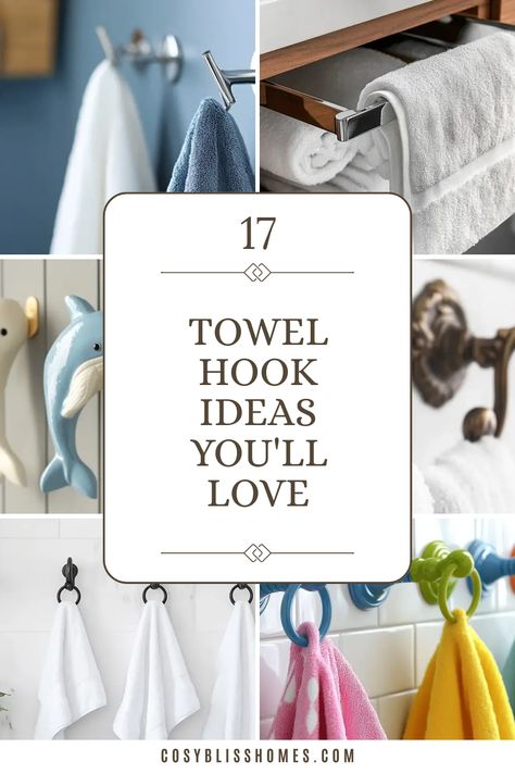 Explore 17 creative towel hook ideas for your bathroom, showcasing colorful and vintage designs across 6 images. Perfect for adding both style and order to your space! Towel Hook Ideas, Bathroom Towel Hook Ideas, Apartment Ideas Living Room, Hook Ideas, Bathroom Towel Hook, Perfect Bathroom, Camper Decor, Vanity Decor, Towel Storage