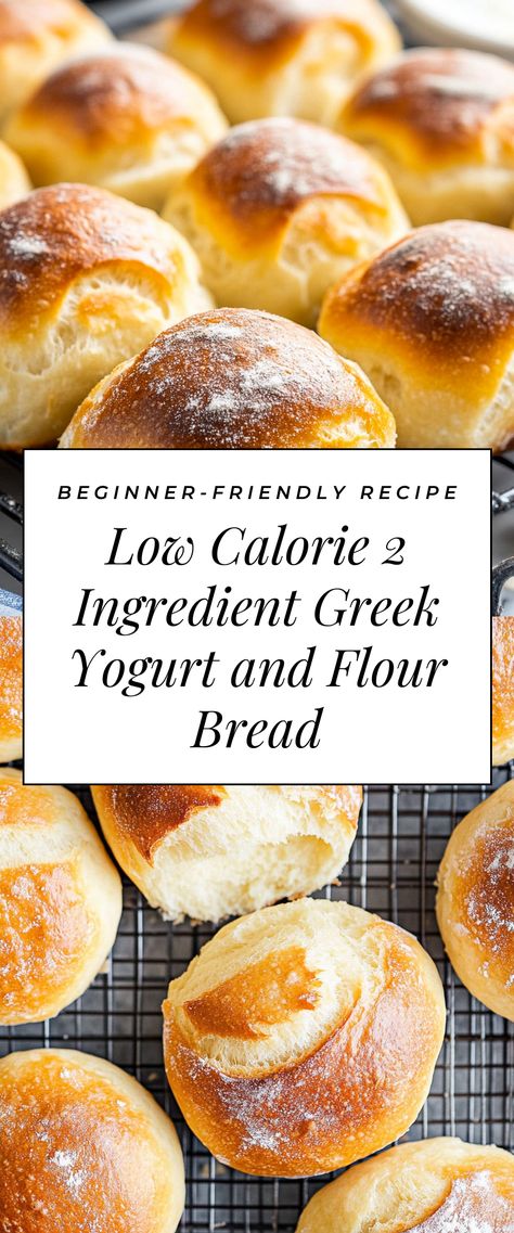 Image for Low Calorie 2 Ingredient Greek Yogurt and Flour Bread Low Calorie Dough, Greek Yogurt And Self Rising Flour Rolls, Easy Yogurt Bread, Yogurt Dinner Rolls, Quick Greek Yogurt Dessert, Greek Yogurt Dinner Rolls, Greek Yogurt Low Calorie Recipes, Low Calorie Homemade Bread, 2 Ingredient Biscuits Greek Yogurt