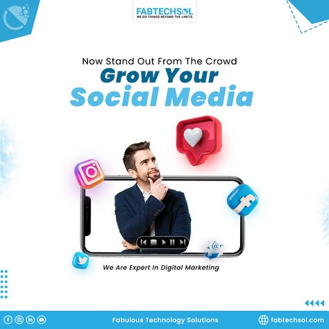 Experience the full potential of social media with 𝑭𝒂𝒃𝒕𝒆𝒄𝒉𝒔𝒐𝒍 expert Social Media Marketing services. We craft strategies that ignite connections, boost engagement, and deliver remarkable outcomes for your brand. Let's embark on a journey to digital success together. #fabtechsol #socialemediamarketing #facebook #instagram #linkedin #instagramgrowth #linkedingrowth #marketing #marketingagency #brand #socialmedia #emailmarketing #youtubemarketing #searchengineoptimization Youtube Marketing, Social Media Marketing Services, Instagram Growth, Full Potential, Online Presence, Facebook Instagram, Search Engine Optimization, Marketing Services, Marketing Agency