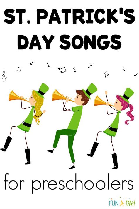 Love this selection of St. Patrick’s Day songs for preschoolers! They would be perfect in the preschool classroom or at home. Great to see some real Irish music is included! Go check out the St. Patrick’s Day songs for kids. #FunADay #PreschoolActivities #PreschoolSongs #StPatricksDay #Preschoolers #MusicForKids #PreschoolThemes #PreschoolTeacher St Patricks Day Songs, Music Crafts Preschool, Music Preschool, Songs For Preschoolers, Rainbow Lessons, Movement Preschool, St Patrick's Day Activities, Preschool Counting, Preschool Schedule