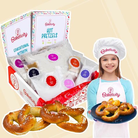 Hot Pretzels Kit back to school gifts for kids Hot Pretzels Recipe, Frozen Pretzels, Kids Baking Kit, Kids Baking Set, Kids Baking, Clean Baking, Cooking Kit, Soft Pretzel, Kitchen Skills